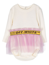 OFF-WHITE LOGO TULLE-PANEL DRESS
