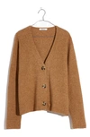 Madewell Cameron Ribbed Coziest Yarn Cardigan Sweater In Hthr Toffee