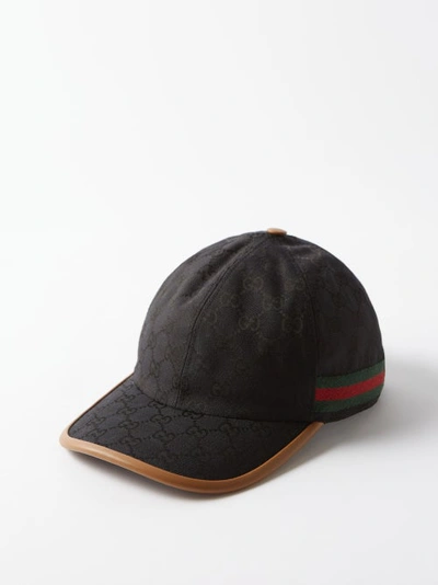 Gucci Web-stripe Gg Logo-jacquard Baseball Cap In Nero