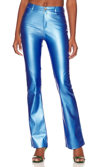 Superdown Shalisa Mid Rise Pant In Aqua Metallic