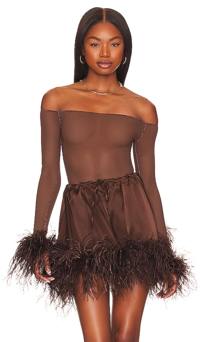 Oseree Plumage Bodysuit In Brown