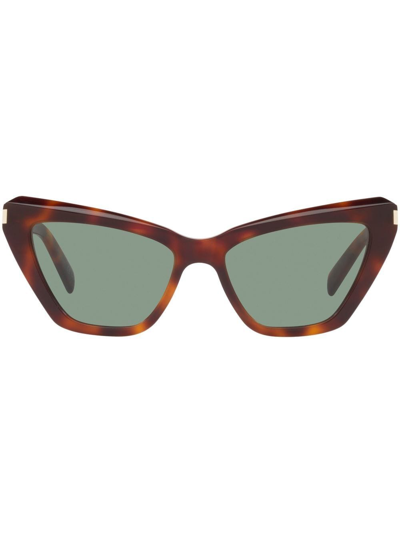 Saint Laurent Tortoiseshell-effect Cat-eye Sunglasses In Brown