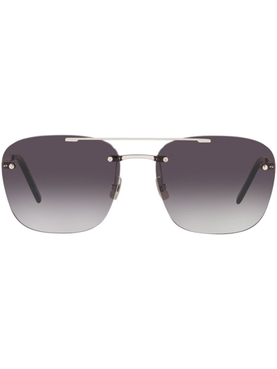 Saint Laurent Logo-engraved Frameless Sunglasses In Brown