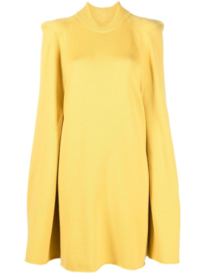 Rick Owens Tec Oversized Wool Jumper In Yellow