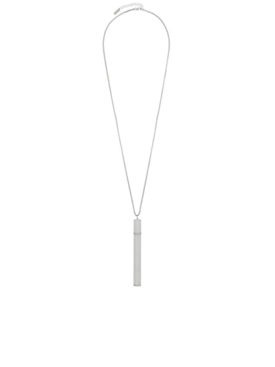 Saint Laurent Cigarette Case Necklace In Silver