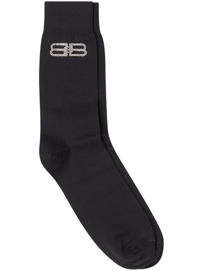 Balenciaga Gem-bb Logo Socks In Black