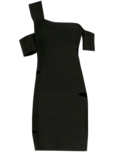 Alexander Mcqueen Bandage Knitted Mini Dress In Nero