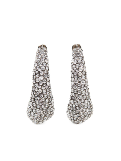 Alexander Mcqueen Crystal-embellished Hoop-earrings In Silver