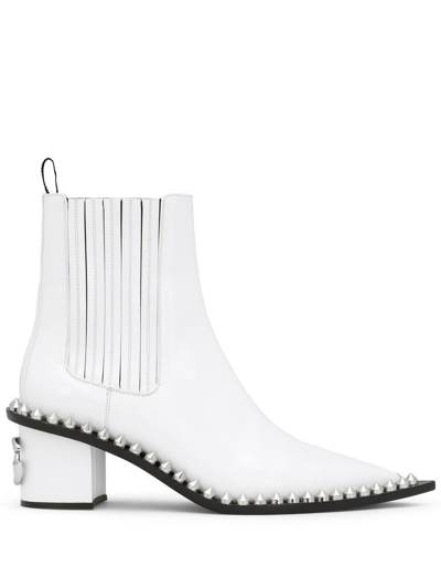 Dolce & Gabbana Studded Ankle Boots In White