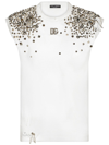 DOLCE & GABBANA STUD-EMBELLISHED SLEEVELESS T-SHIRT