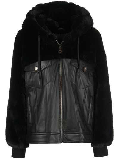 Moose Knuckles Rockwell Bunny Hooded Leather Jacket In Black