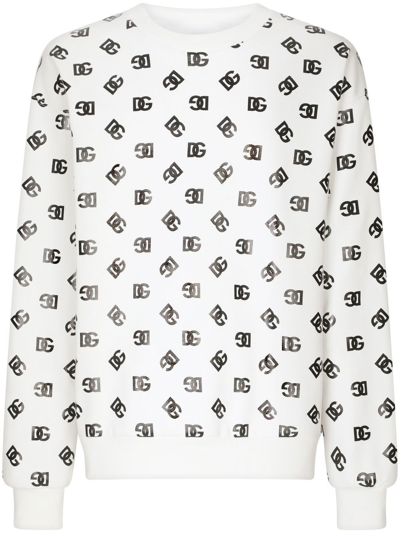 Dolce & Gabbana All-over Logo-print Sweatshirt In White
