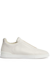 Zegna Men's Triple Stitch Leather Low-top Sneakers In White