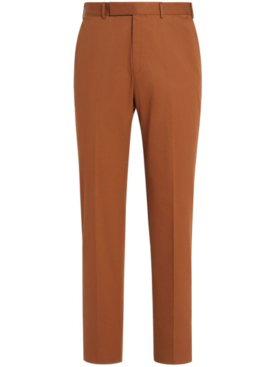 Zegna Tailored Straight-leg Trousers In Nude & Neutrals