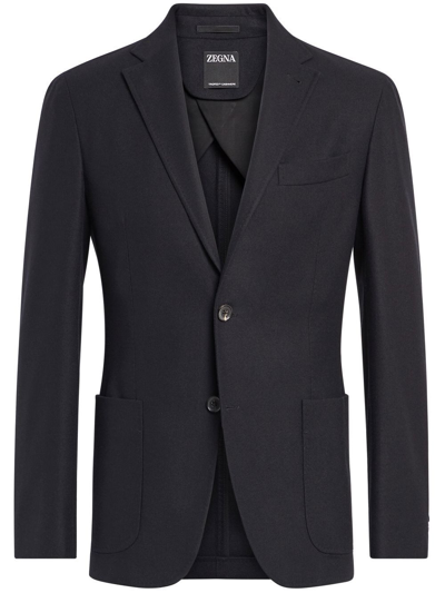 Zegna Trofeo Single-breasted Cashmere Jacket In Black
