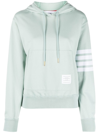 Thom Browne Logo-patch Drawstring Hoodie In 457 Light Blue/green