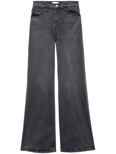 Frame Le Palazzo Cropped Raw Hem Jeans In Black