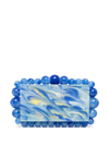 Cult Gaia Eos Beaded Acrylic Box Clutch In Glacier