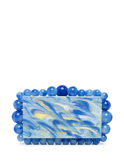 Cult Gaia Eos Beaded Acrylic Box Clutch In Blue