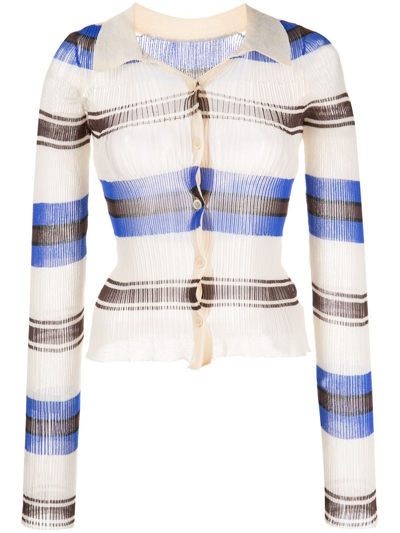 Jacquemus Ribbed-knit Striped Top In Blue