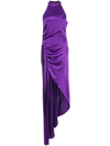Retroféte Sab High Slit Ruched Dress In Purple