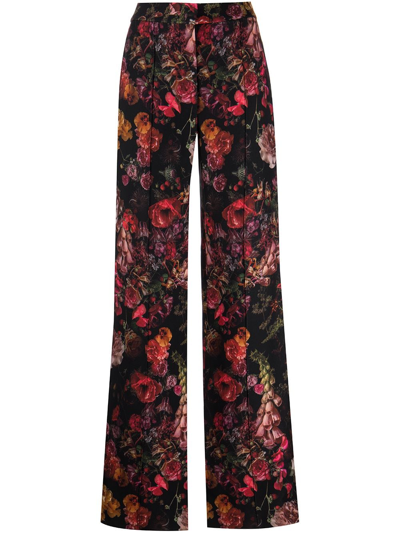 Adam Lippes Floral-print Pintuck Wide Trousers In Multicolour