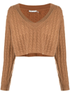 ALICE AND OLIVIA AYDEN CABLE-KNIT CROPPED JUMPER