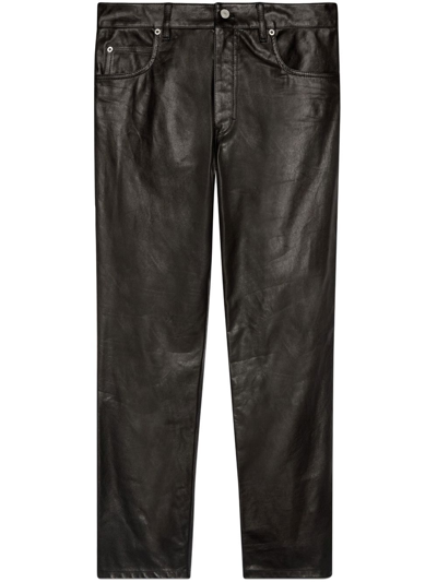 Gucci Straight-leg Leather Trousers In Red