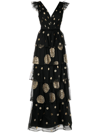 MARCHESA NOTTE POLKA-DOT TIERED GOWN