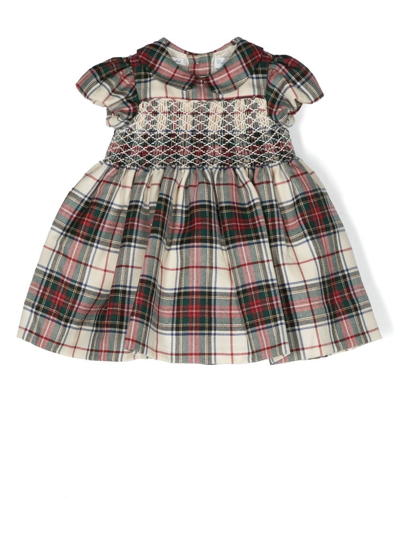Ralph Lauren Babies' Plaid-pattern Flared Dress In Neutrals