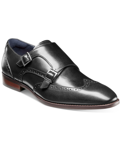 Stacy Adams Men's Karson Wingtip Double-monk Strap Dress Shoe In Black