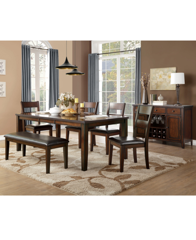 Furniture Leona 6pc Dining Set (rectangular Dining Table, 4 Side Chairs & Bench) In Cherry
