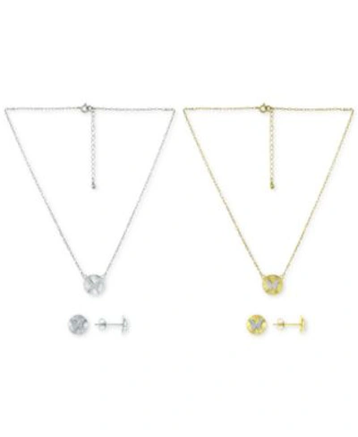 GIANI BERNINI CUBIC ZIRCONIA BUTTERFLY CLUSTER NECKLACE DISC STUD EARRINGS JEWELRY COLLECTION CREATED FOR MACYS