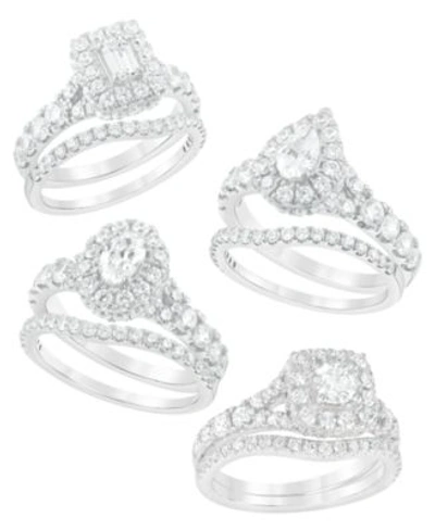 Macy's Diamond Halo Bridal Set 2 Ct. T.w. In 14k Gold In Rose Gold