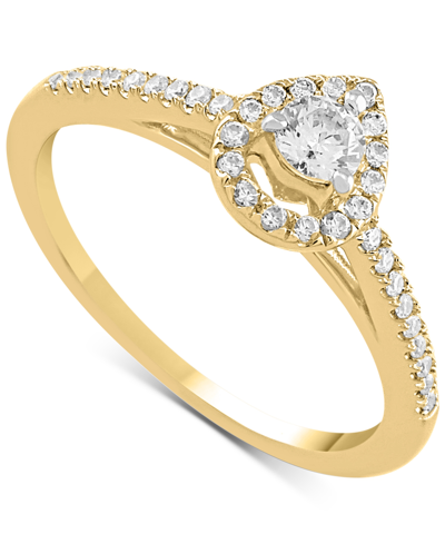 Macy's Diamond Teardrop Halo Engagement Ring (1/4 Ct. T.w.) In 14k White, Yellow Or Rose Gold In Yellow Gold