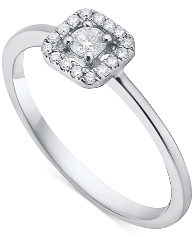 Macy's Diamond Square Halo Engagement Ring (1/5 Ct. T.w.) In 14k White, Yellow Or Rose Gold In White Gold
