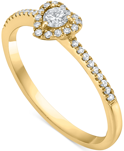 Macy's Diamond Heart Halo Engagement Ring (1/4 Ct. T.w.) In 14k White, Yellow Or Rose Gold In Yellow Gold