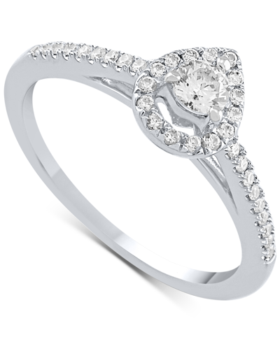Macy's Diamond Teardrop Halo Engagement Ring (1/4 Ct. T.w.) In 14k White, Yellow Or Rose Gold In White Gold
