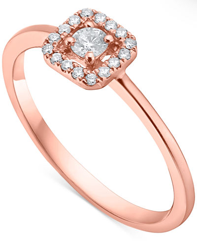 Macy's Diamond Square Halo Engagement Ring (1/5 Ct. T.w.) In 14k White, Yellow Or Rose Gold