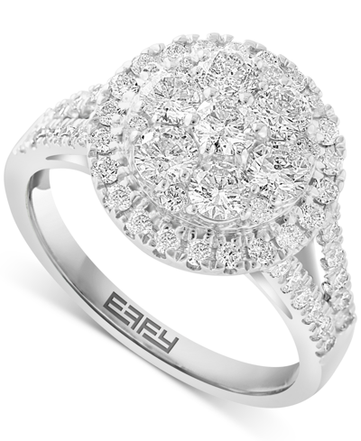 Effy Collection Effy Diamond Halo Cluster Split Shank Ring (1-3/8 Ct. T.w.) In 14k White Gold