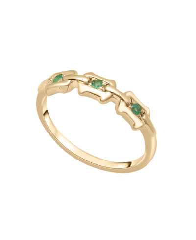 Macy's Emerald (1/10 Ct.t.w) 3-stone Fashion Ring In 14k Gold Plated Over Sterling Silver