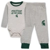Wes & Willy Infant  Heathered Gray/green Michigan State Spartans Jie Jie Long Sleeve Bodysuit & Pants In Heather Gray
