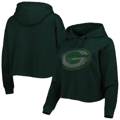 Cuce Green Green Bay Packers Crystal Logo Cropped Pullover Hoodie