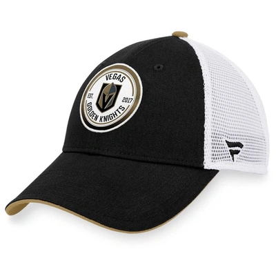 Fanatics Branded  Black/white Vegas Golden Knights Iconic Gradient Trucker Snapback Hat In Black,white