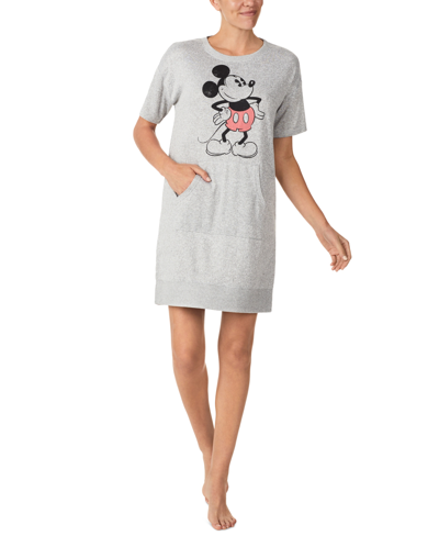 Disney Women's Mickey Mouse Short-sleeve Sleepshirt In Grey Heather