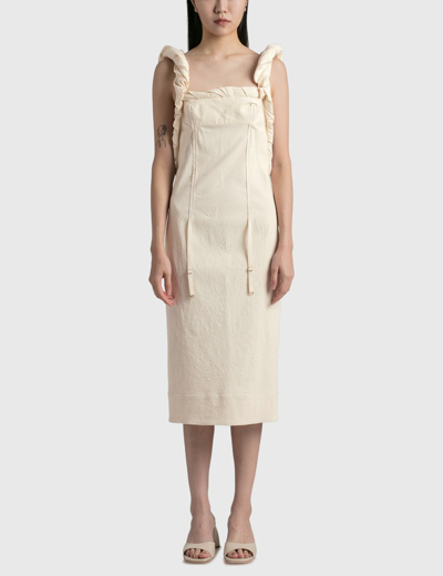 Jacquemus La Dressing Gown Crema Maxi Dress In White