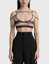 Jacquemus Sognu Striped Ribbed Jersey Cropped Top In Brown