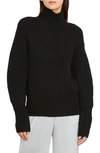Vince Womens Ribbed Trim Wool Turtleneck Sweater In Black
