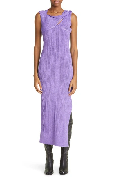 Aknvas Sevrine Cutout Ribbed Body-con Dress In Purple