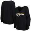 CUCE CUCE BLACK LOS ANGELES CHARGERS SEQUIN LOGO V-NECK PULLOVER SWEATSHIRT